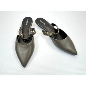 Jo Mercer Cate Flat Women 42 US 11 NWOB Pointed Toe Leather Mules Stud Strap